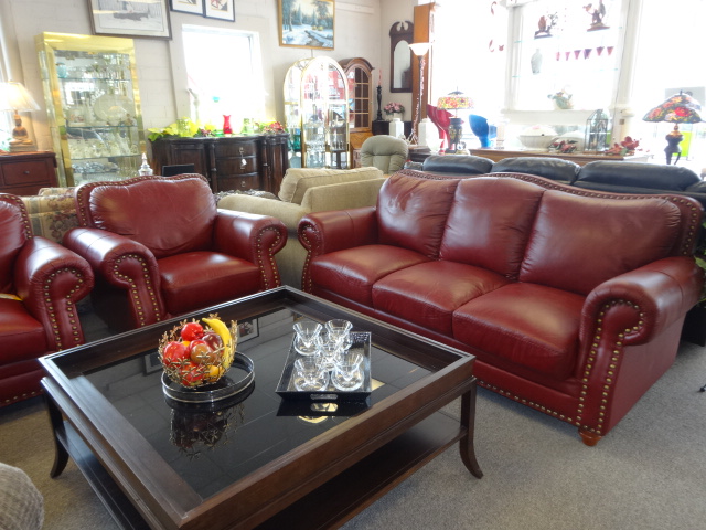 Wine Red Leather Sofa Love Seat Chair, Red Leather Couch And Chair